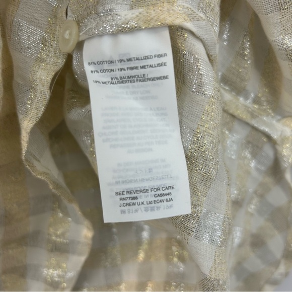 J. Crew Metallic Striped Silver/Gold Popover Blouse Size 4 - Picture 12 of 12